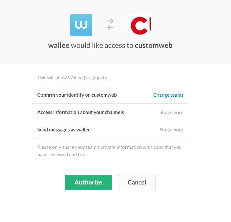 Grant wallee access to Slack